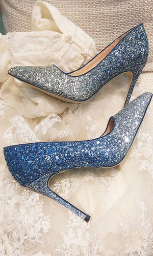Sparkle Gradient Blue High Heels